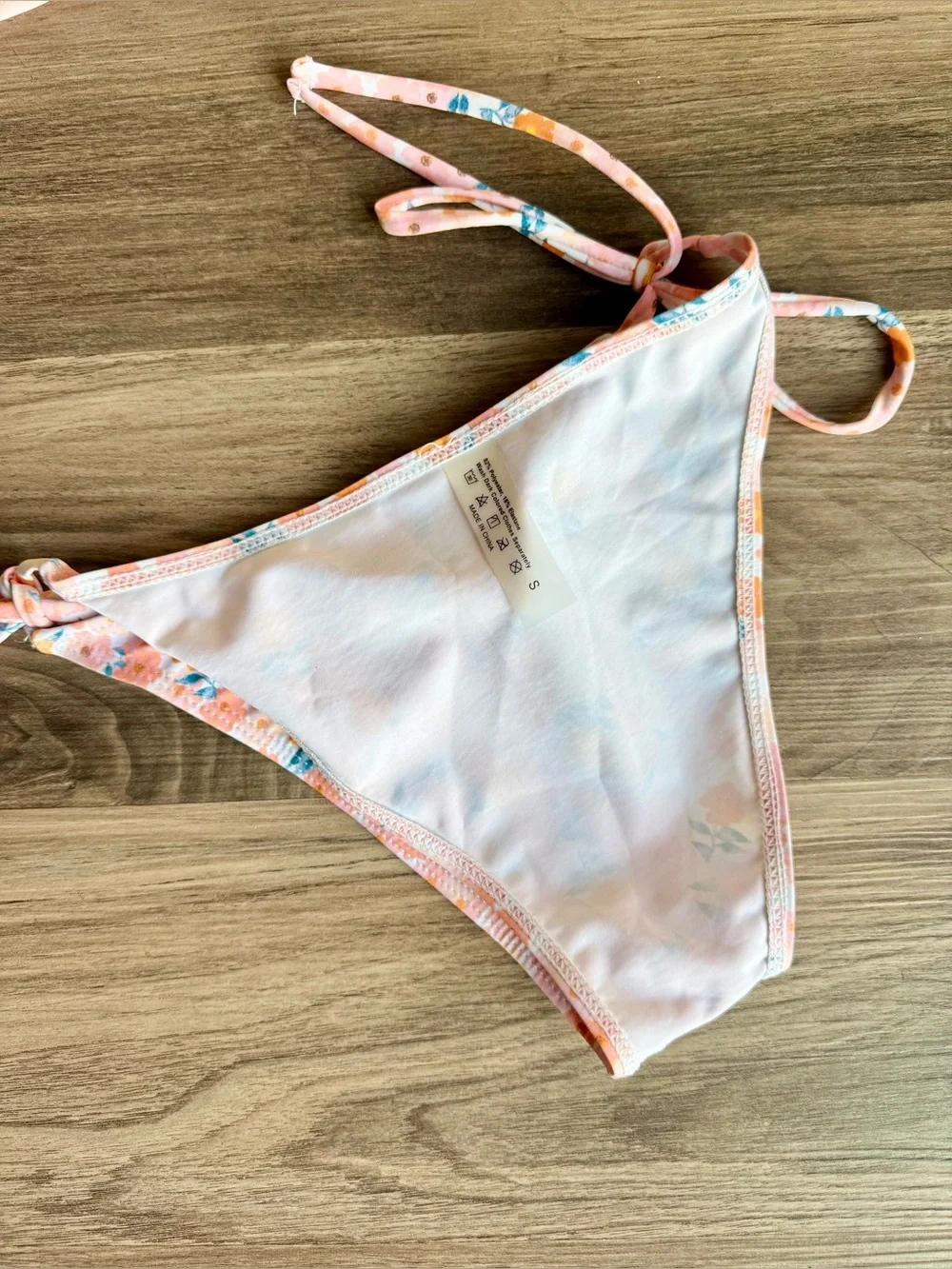 Floral Bikini Set Pink Side Tie Swimsuit Girls 160 (US- XL) Fits Women's XXS/XS